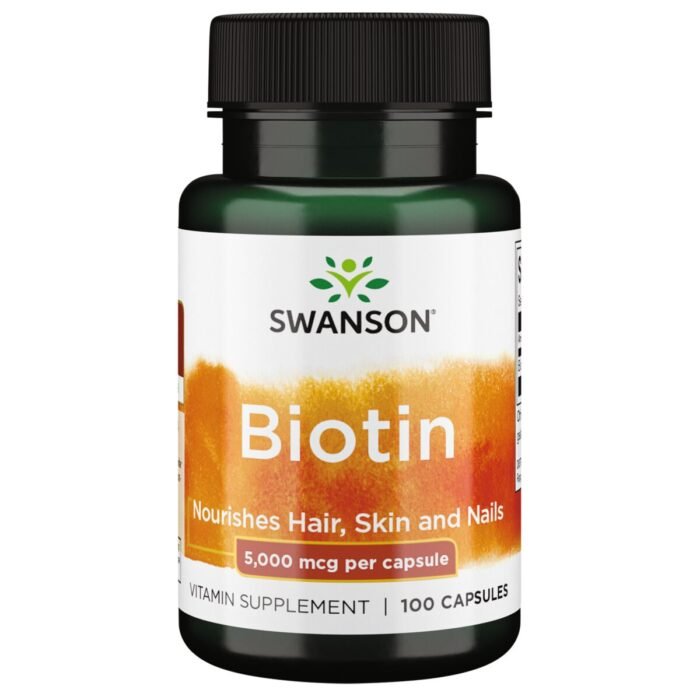 SWANSON Biotin 5000 mcg 100 Kapsula