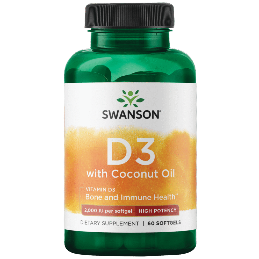SWANSON Vitamin D3 Vaj Kokosi 2000 IU 60 Softgels