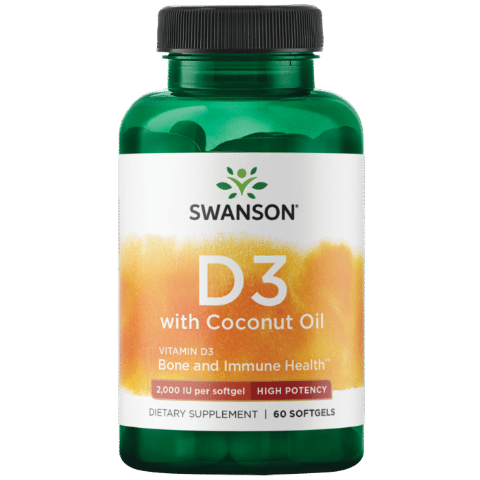 SWANSON Vitamin D3 Vaj Kokosi 2000 IU 60 Softgels